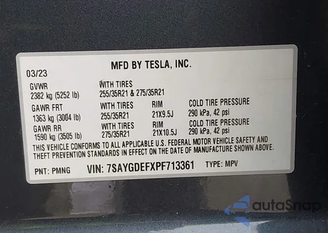 2023 Tesla Model Y Performance Dual Motor All-Wheel Drive from USA, damaged, VIN 7SAYGDEFXPF713361